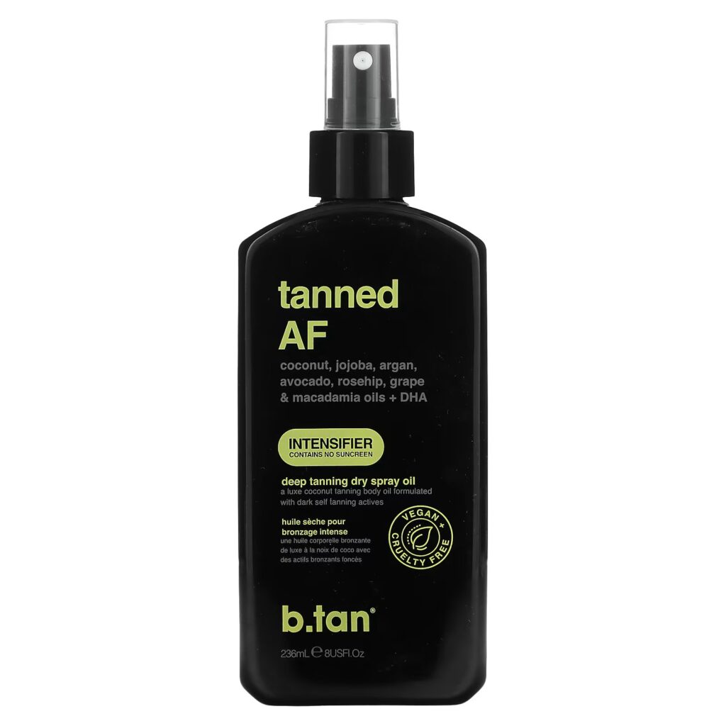 b.tan, Tanned AF, масло-спрей для глубокого загара, 236 мл