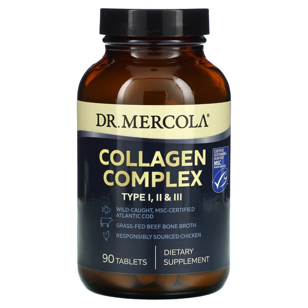 Dr. Mercola, Collagen Complex, комплекс  премиального коллагена  тип I, II и III, 90 таблеток