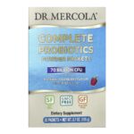 Dr. Mercola, комплекс пробиотиков в виде порошка в пакетиках, натуральный малиновый вкус, 70 млрд КОЕ, 30 пакетиков, по 3,5 г