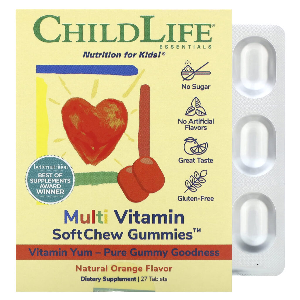 ChildLife Essentials, SoftChew Gummies, мультивитаминный комплекс, со вкусом натурального апельсина, 27 таблеток